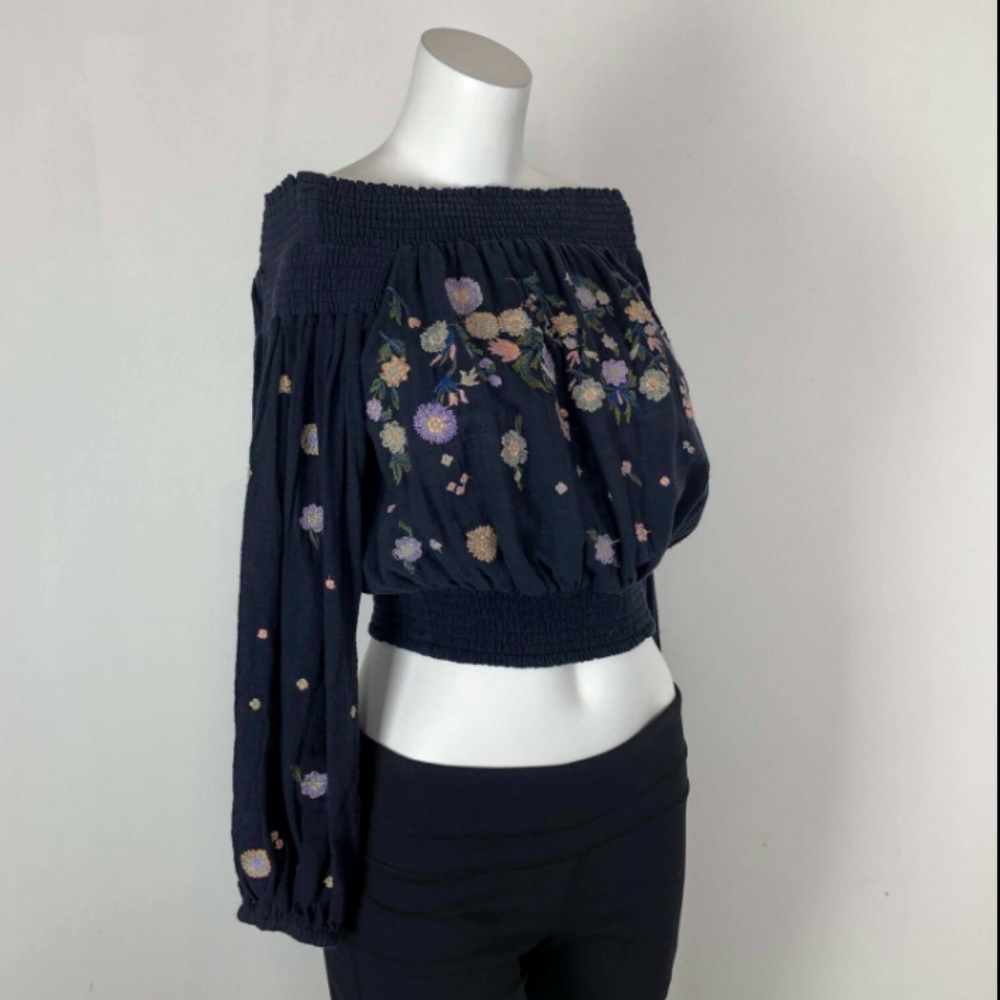 Free People Saachi Smocked Peasant Top Embroidered - Picture 5 of 8